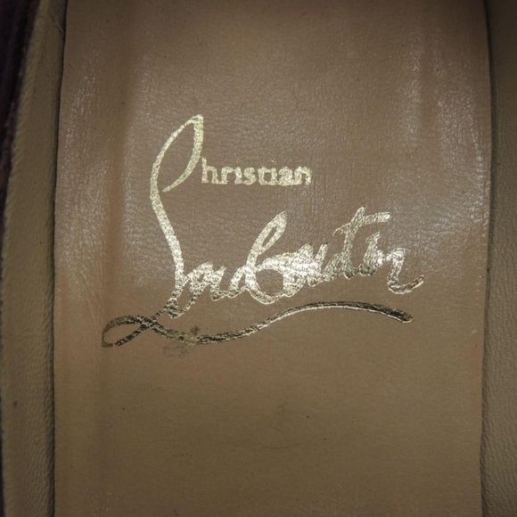 Authentic Christian Louboutin Pipina 55 Purple Suede Pointed Toe Low Wedge - Picture 3 of 10